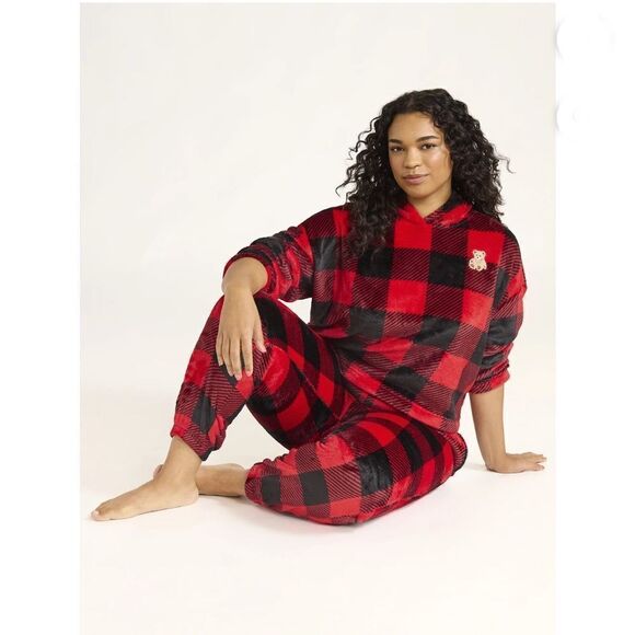 Women's Plush Hoodie and Joggers Pajama Lounge Sleep 2-Piece Set Size S - Picture 5 of 6